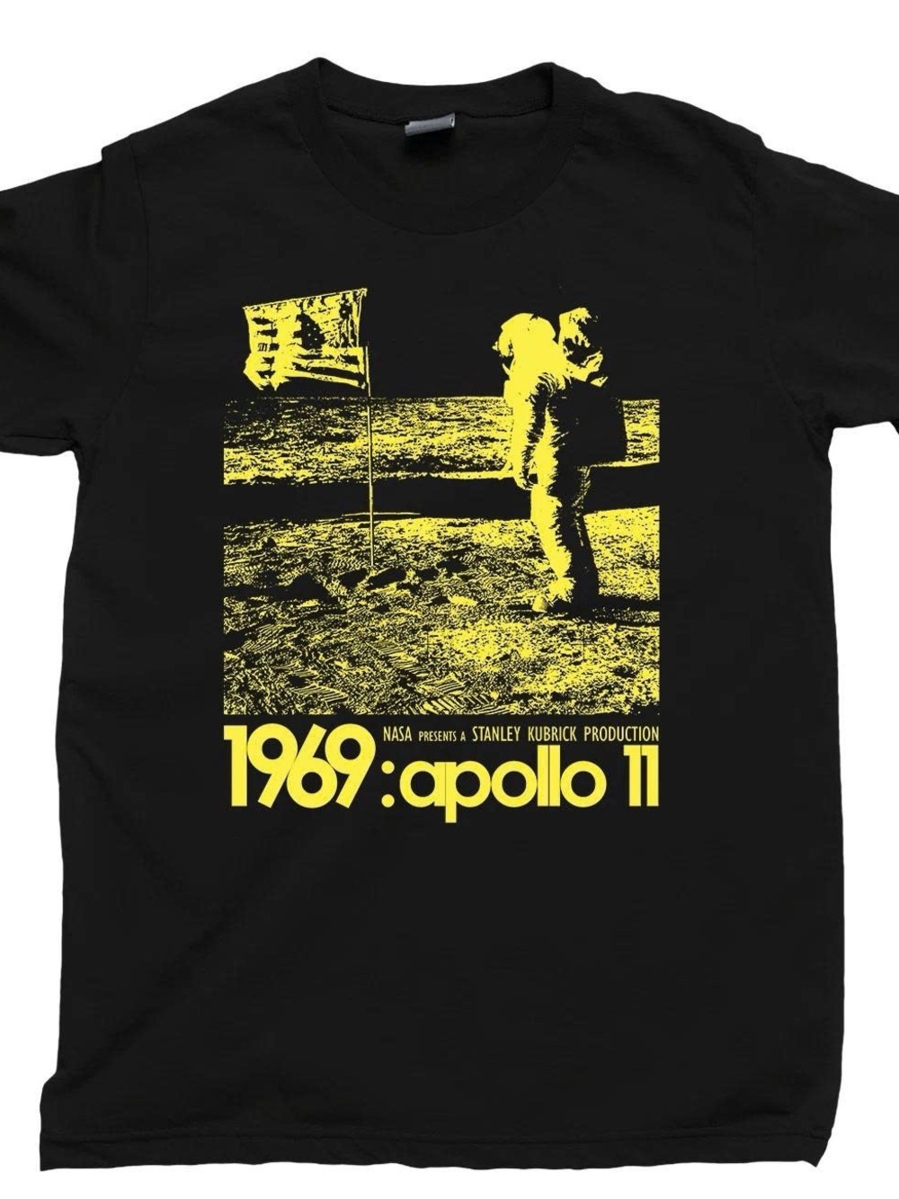 Black Tee with Yellow Apollo 11 Graphic
